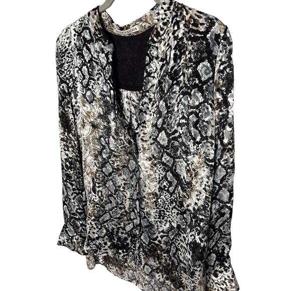 Alice + Olivia Snake Print Burnout Skirt Set Size Large 10 Long Sleeve Midi - Picture 4 of 11